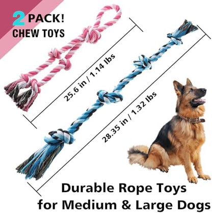 Rope Toy for Dogs, 2 Pack Large Dog Rope Toys for Aggressive Chewers, Heavy Duty Dog Toys for Large Medium Breed, Indestructible Tough Rope Chew Toys Tug of War Dog Toy Teeth Cleaning - Image 2