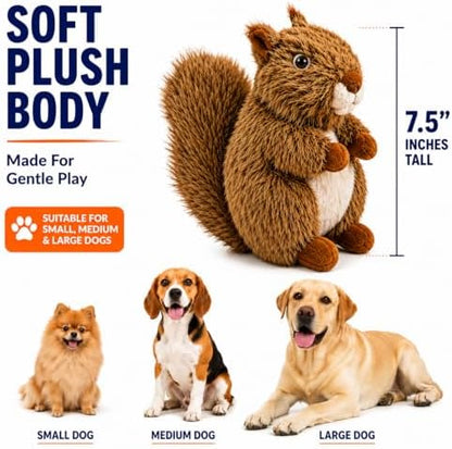 Squirrel Dog Toy Squeak Toys Plush Pet Toys | Interactive Stuffed Animal Toy Stuffed Animals Chew Toy for Dogs | Plush Puppy Toy | Stuffed Squirrel Dog Toy - Image 6
