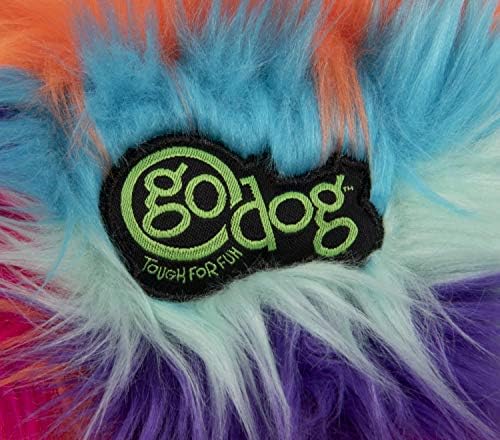 goDog Furballz Squeaky Plush Ball Dog Toy, Chew Guard Technology - Cool Rainbow, Large - Image 4