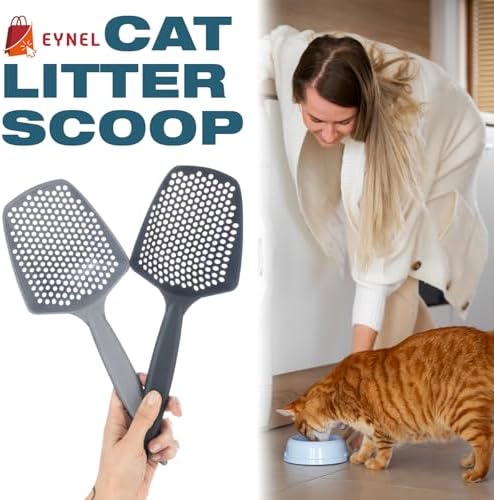 Set of 2 Cat Litter Scoop with Small Holes for Fine Litter, Hanging Handle Deep Reptile Terrarium Sand Sifter, Poop Scooper Rabbit Pooper Lifter Kitten Sifting Shovel (Black, Set of 2) - Image 6