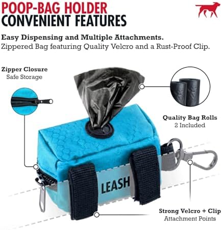 Tuff Pupper Dog Poop Bag Holder | Works with Any Dog Leash | Zippered Waste Bag Dispenser | Waterproof with Rust-Proof Clip | Convenient Lightweight Design | Includes 2 Rolls of Leak-Proof Bags - Image 4
