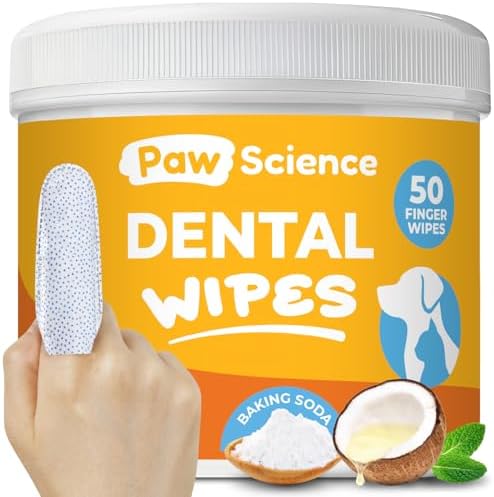 Paw Science Dog & Cat Teeth Cleaning Wipes - Dental Finger Wipes for Cats & Dogs - Pet Toothbrush & Tooth Brushing Kit - Effective Teeth Cleaner (Mint) by PawScience