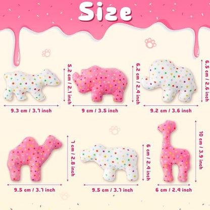 MALLMALL6 6Pcs Frosted Animal Cookie Catnip Crinkle Paper Sound Toys Gift for Cat, Catmint Teething Chew Kick Interactive Toy for Indoor Cats, Soft Candy Pet Presents Supplies for Kitten Lover - Image 4