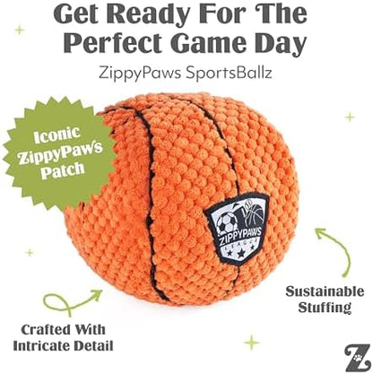 ZippyPaws SportsBallz Dog Squeaky Toys to Keep Them Busy - Basketball - Image 3