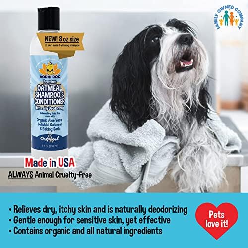 Bodhi Dog Oatmeal Shampoo & Conditioner - Hypoallergenic Formula - Naturally Deodorize Dogs, Cats & Pets - Made w/Organic Ingredients - Moisturizes Dry & Itchy Skin - Made in USA (Oatmeal, 8 Fl Oz) - Image 4