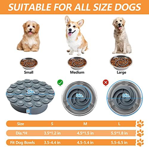 Slow Feeder Dog Bowls Insert, Animire Soft Silicone Slow Eating Dog Food Bowl for Small, Medium and Large Dogs, Compatible with Regular and Elevated Bowls - Image 6