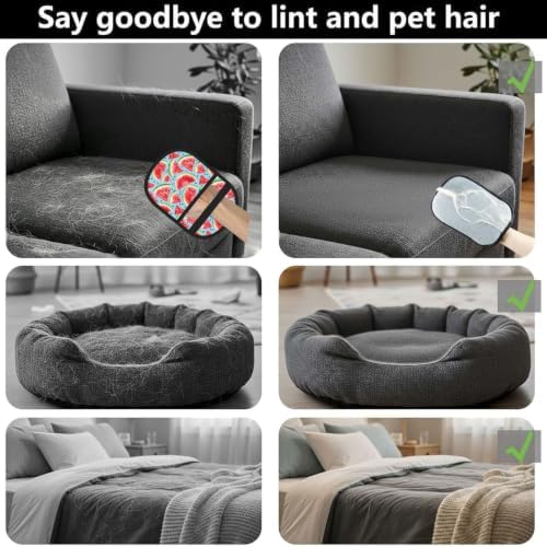 Watermelon Pet Hair Removal Glove Brush Pet Hair Remover Tool for Carpet - Image 3