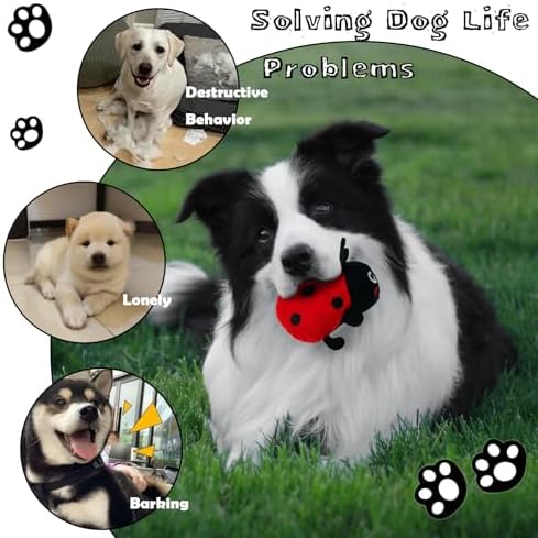 Hide and Seek Dog Toys, Interactive Squeaky Plush Puzzle Puppy Chew Toy to Keep Them Busy for Small Medium Large Dogs(Mushroom Hideaway with 5 Pack Ladybirds) - Image 6