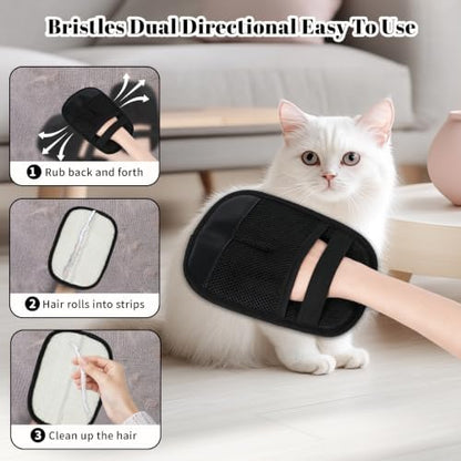 Pet Hair Remover Gloves Black Static Hair Remover Reusable for Clothes Sofa Car Seat - Image 3
