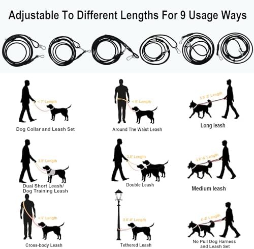 9-in-1 Hands Free Dog Leash Crossbody/Waist Black Large Dogs - Image 5