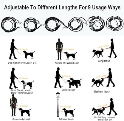 9-in-1 Hands Free Dog Leash Crossbody/Waist Black Large Dogs - Image 5