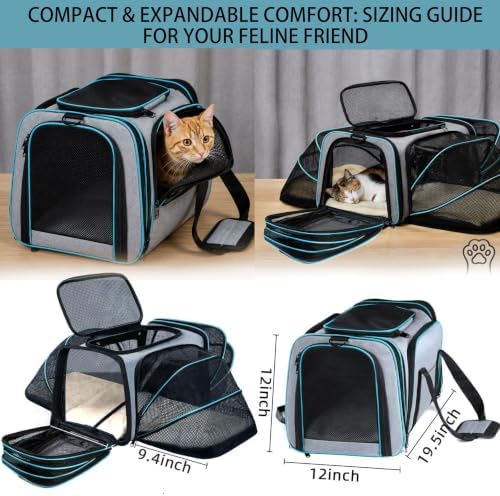 Cat Dog Airline Approved Expandable Pet Carrier for Small Pets - Image 2