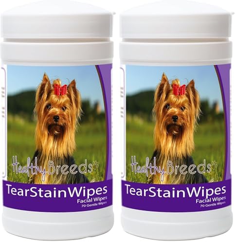 Healthy Breeds Yorkshire Terrier Tear Stain Wipes 70 Count (Pack of 2) by HealthyBreeds