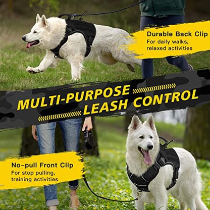 WINGOIN Black Tactical Dog Harness for Large Dogs,No Pull Dog Harness - Image 3