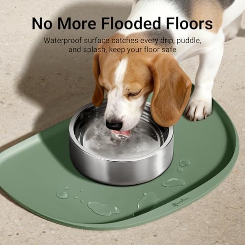 DownyPaws Dog Food Mat,Silicone Waterproof Feeding Mat, 24"×17", Sage - Image 3