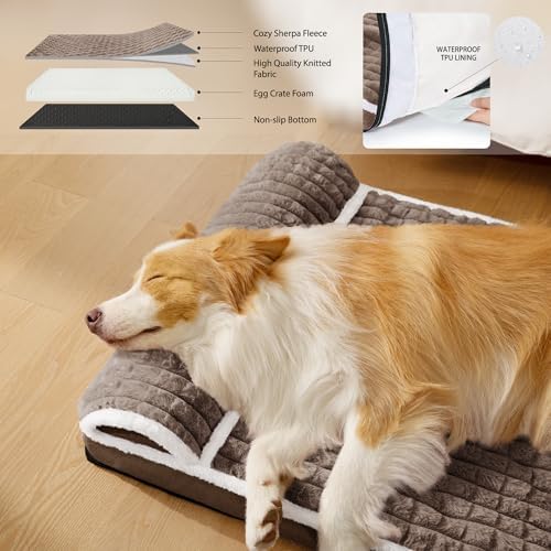 Orthopedic Large Dog Bed Pillow Pet Sofa Bed 48''X30'' Taupe - Image 3