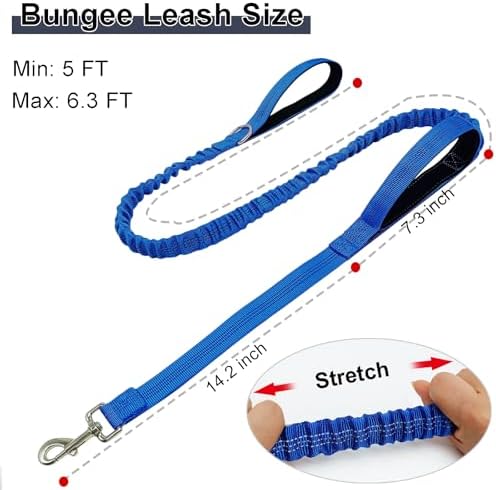 5FT Bungee Dog Leash with 2 Handles, Reflective Nylon Traffic Leash - Image 5