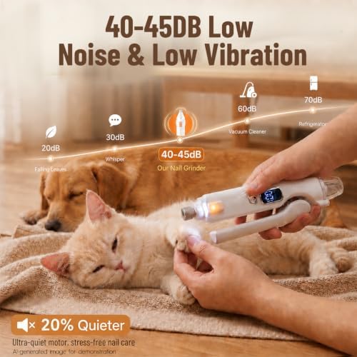 2-in-1 Dog Nail Clippers with LED Light, Rechargeable Pet Nail Grinder for Small Dogs & Cats, 4-Speed Quiet Painless Claw Trimmer with 2026 Upgraded Safety Guard to Avoid Overcutting - Image 5