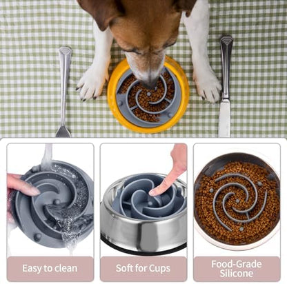 Slow Feeder Dog Bowls Insert, Bestalk Soft Silicone Slow Eating Feeder Insert with Suction Cups for Small, Medium and Large Dogs, Fit into Basic and Elevated Dog Bowls, Grey - Image 4