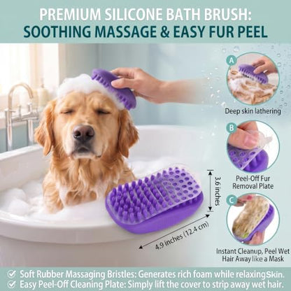 5 PCS Cat & Dog Grooming Kit Brush, Self-Cleaning Slicker Hair Brush, Nail Clipper, Undercoat Rake, Pet Bath Brush with Removable Screen,Pet Comb for Short & Long Haired Dogs Cats, Purple - Image 6