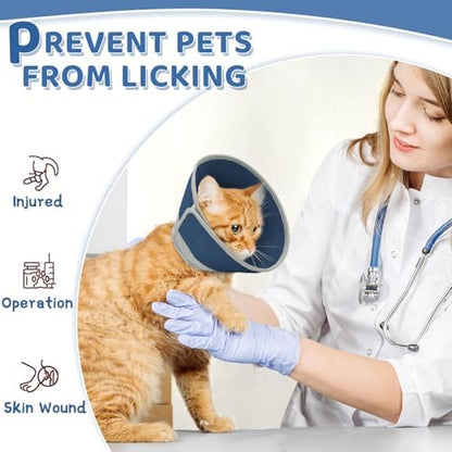 Cat Cone Collar Soft to Stop Licking, Adjustable, Foldable Lightweight Kitten Cones After Surgery Recovery for Cats & Kittens, Cat Cone Alternative, Easy Eating (Solid Blue, M) - Image 6