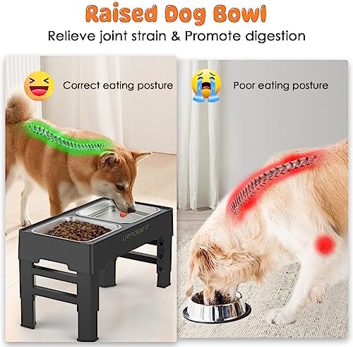 URPOWER Raised Dog Bowls 4 Height Adjustable Elevated Bowl Stand - Image 3