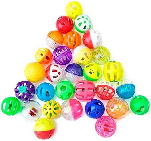 CHIWAVA 36PCS Plastic Noisy Cat Toy Ball with Bell Kitten Chase Toys 8 Type - Image 5