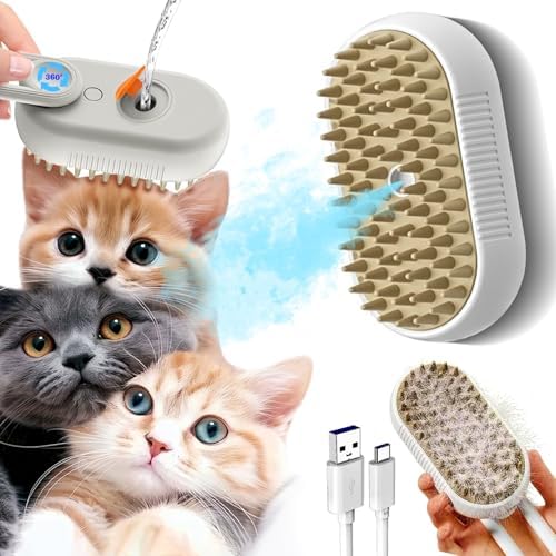 Cat Steam Brush for Shedding Cat Steam Brush Spritz Defur Comb for Cats With Shedding Steamy Pet Hair Brushes Indoor Steamer Dog Steaming Cepillo Para Gatos Con Vapor Misting Pets (White, 2pcs)1 by Unknown