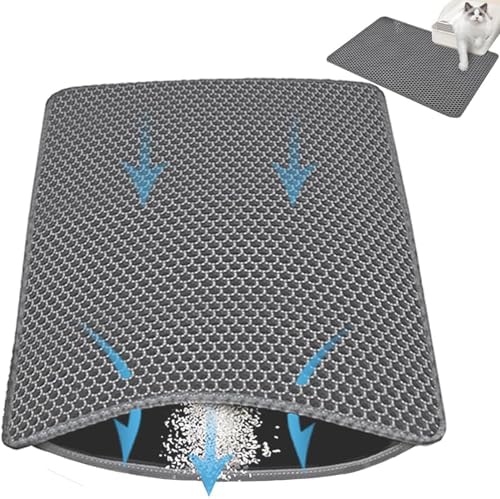 Honeycomb Large-Pore Cat Litter Mat, 24"x18", Gray by Xuanyaente
