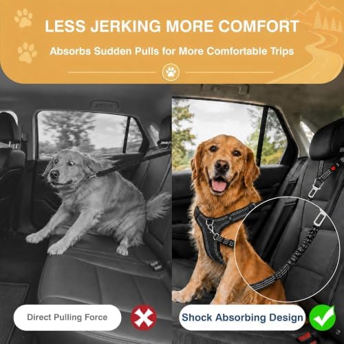 Dog Seat Belt for Car 2 Pack, 3-in-1 Adjustable-Length Bungee Tether - Image 4