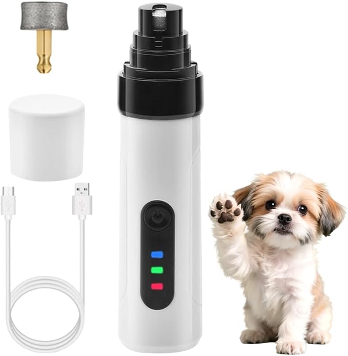 Dog Nail Grinder, 2026 New Silent Pet Nail Grinder, Electric Dog Nail Trimmers with 2 Speed, Quiet Pet Nail Trimmer for Small Medium Large Cats Dogs (Standard + 1 Grinding Head)