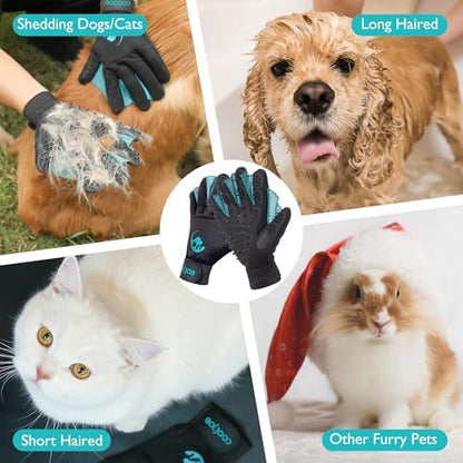 COOLJOB Patented Pet Grooming Gloves with Web, Dog Washing, Bathing, Medium - Image 5