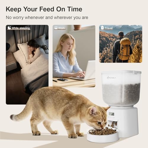 Automatic Cat Feeder, 5L/21Cups Timed Cat Dry Food Dispenser with Dual Power Supply, Programmable Portion Control, Auto Pet Feeder for Cats and Dogs - Image 2