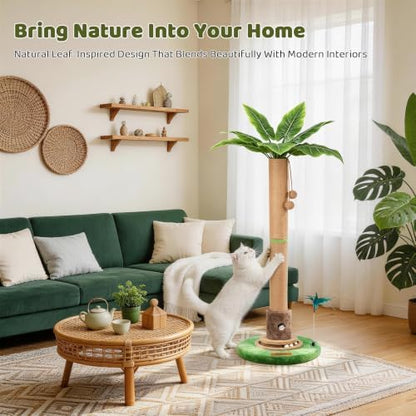 【Material Upgrade】 Famifit 50.8" Plant Cat Scratching Post, Tall Cat Tree - Image 2