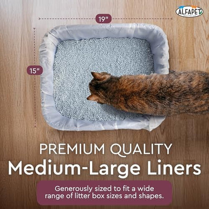 Alfapet Cat Litter Box Liners Large 12 Count - Tear-Resistant Cat Litter Bags - Waterproof Kitty Litter Liners - Fits Litterbox Pan Sizes Medium and Large, 31" x 17", 20 lb Capacity - Image 4