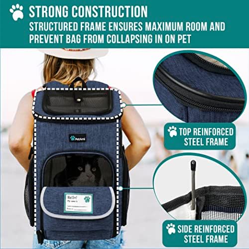 PetAmi Dog Backpack Carrier, Airline Approved 4-Way Entry Cat Bag, Blue - Image 6