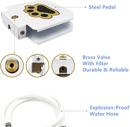 Piepea Brass Valve Outdoor Dog/Pet Water Fountain, Step On Dog/Pet Water Dispenser System for Fresh Water, Upgraded Version providing Constant Stream,41" Hose