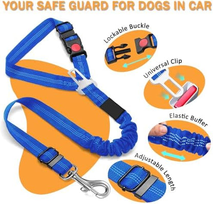 4 Piece Set Vehicle Harnesses, 2 in1 Dog Belts for Cars, Pet Harnesses Headrest Restraint Clip Adjustable Dog Car Harness Belt with Anti-Shock Elastic Bungee Buffer for All Vehicles - Image 5