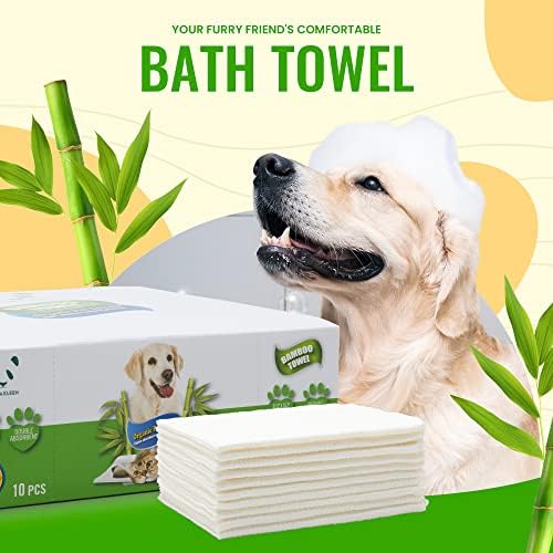 Bamboo Pet Towel 10 PCS - Reusable Bamboo Paper Towels for Dogs, Cats and Other Pets are Machine Washable Up to 5 Times | Disposable Pet Wipes for Drying and Cleaning Dirty Pets - Image 2