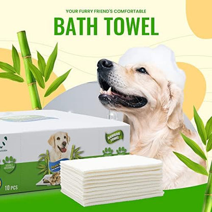 Bamboo Pet Towel 10 PCS - Reusable Bamboo Paper Towels for Dogs, Cats and Other Pets are Machine Washable Up to 5 Times | Disposable Pet Wipes for Drying and Cleaning Dirty Pets - Image 2