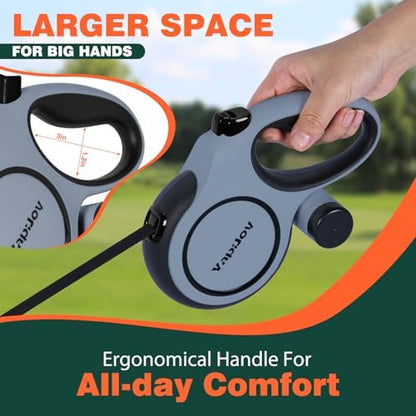 Retractable Dog Leash, 16ft Heavy Duty Retractable Pet Leash with Poop Bag Holder, 360° Tangle-Free for Small Medium Large Dogs Up to 66lbs, Anti-Slip Handle, One-Handed Brake Pause Lock（Gray） - Image 5