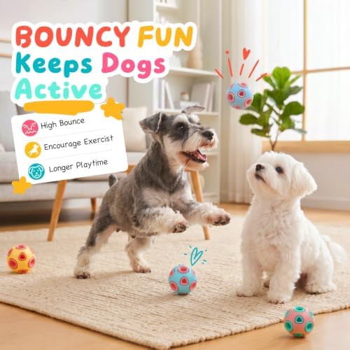 MewaJump Dog Chew Toys, Rubber Dog Balls Fetch Ball for Puppies Small Dogs 3 Pack - Image 2