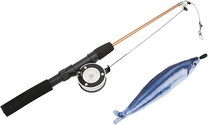 Cat Fishing Pole Toy, Fishing Pole Cat Toy Cat Teaser Wand Cat Wand Toys Flexible Interactive Pulley Telescopic Fishing Rod Cat Toy (Saury+Fishing Rod)