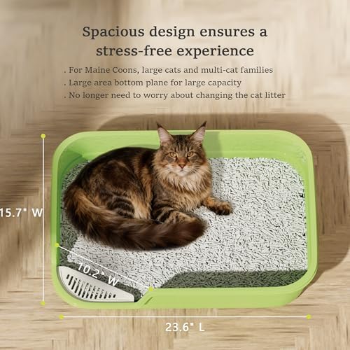 Vealind Extra Large Cat Litter Box High Sided and Low Entry Litter Tray for Senior and Big Cats 23.6" x15.7" x5.9" XL Deep High Back Kitty Litter Boxes for Indoor Cats - Image 3