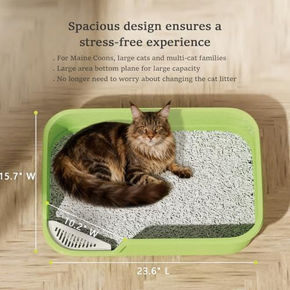 Vealind Extra Large Cat Litter Box High Sided and Low Entry Litter Tray for Senior and Big Cats 23.6" x15.7" x5.9" XL Deep High Back Kitty Litter Boxes for Indoor Cats - Image 3