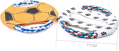 Angoily Dog Flying Disc Dog Training Toy Interactive Rope Canvas Lightweight Outdoor Random Color