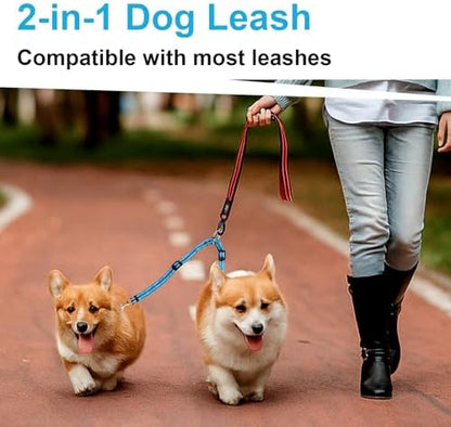 MingXpet Double Dog Leash for Two Dogs, No Pull Dog Leash, 360° Swivel No Tangle for Small Dogs Walking & Training, Shock Absorbing Reflective Bungee, Blue - Image 6