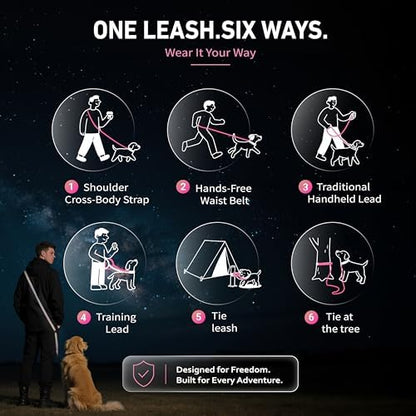Hands Free Dog Leash,Galaxy Reflective, Crossbody Dog Leash,Pink - Image 3