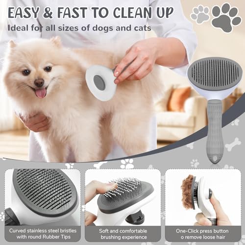 Dog Grooming Kit for Shedding – 8-Piece Pet Grooming Supplies with Deshedding Brush, Bath Gloves, Towels & Silicone Toothbrush | Ideal for Dogs, Cats, Small and Large Pets (Gray) - Image 2
