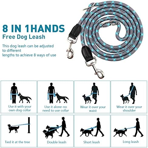 Hands Free Dog Leash - Multifunctional Reflective Waist Leash for Running, Walking, Training - Adjustable Crossbody Nylon Double Leashes for Small Medium Large Dogs (Gray) - Image 2